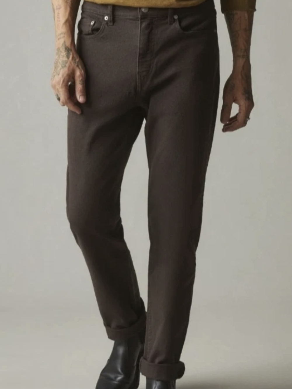 American Giant 32 30 Men's Slim Straight Jeans in Dark Brown